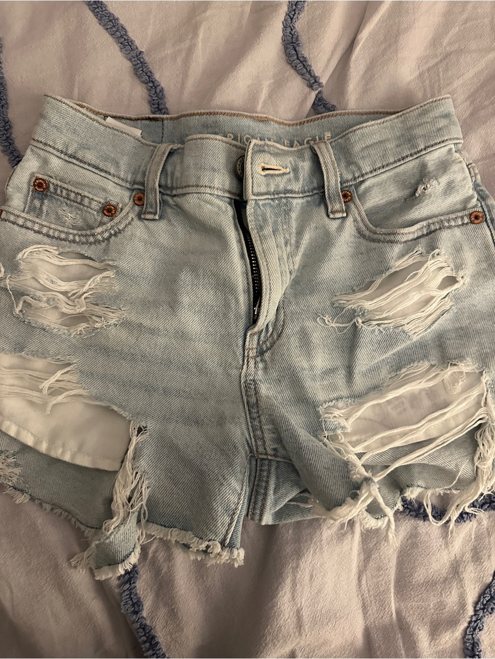 American Eagle Outfitters Light Wash Distressed Denim Shorts